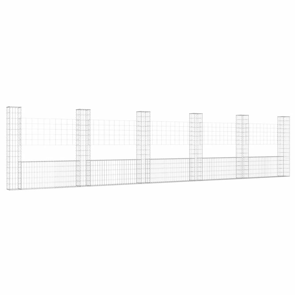 Cesto Gabbione a U con 6 Pali in Ferro 620x20x150 cm