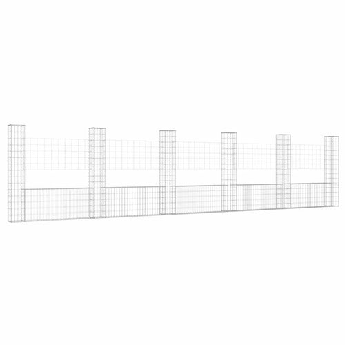 Cesto Gabbione a U con 6 Pali in Ferro 620x20x150 cm