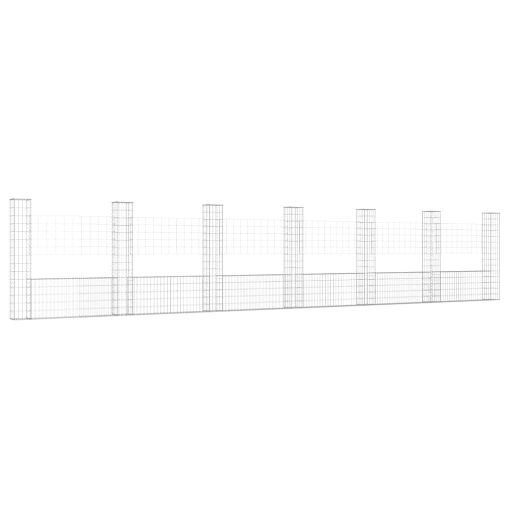 Gabbione a U con 7 Pali in Ferro 740x20x150 cm