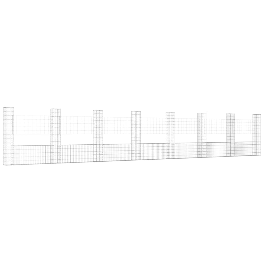 Gabbione a U con 8 Pali in Ferro 860x20x150 cm