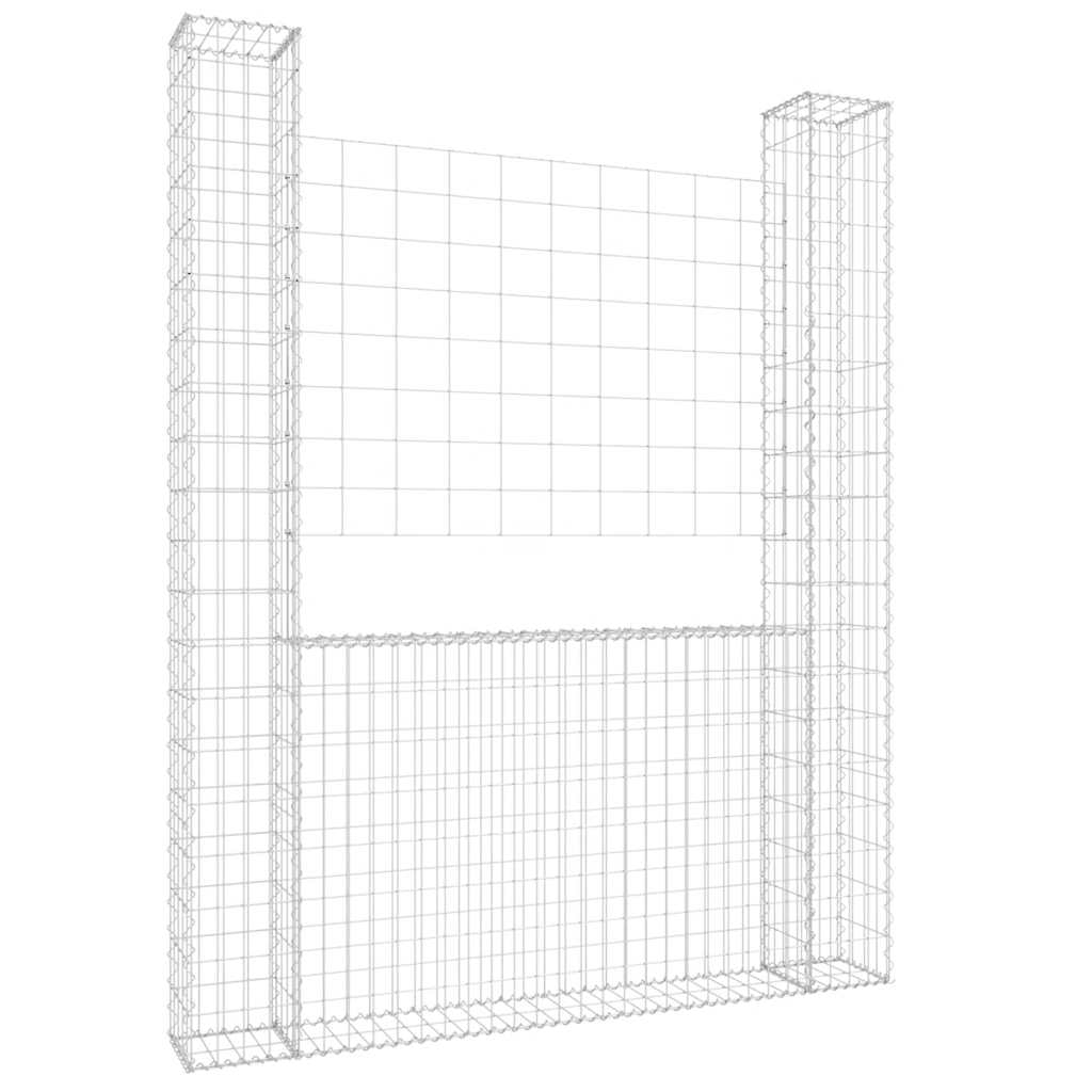 Gabbione a U con 2 Pali in Ferro 140x20x200 cm