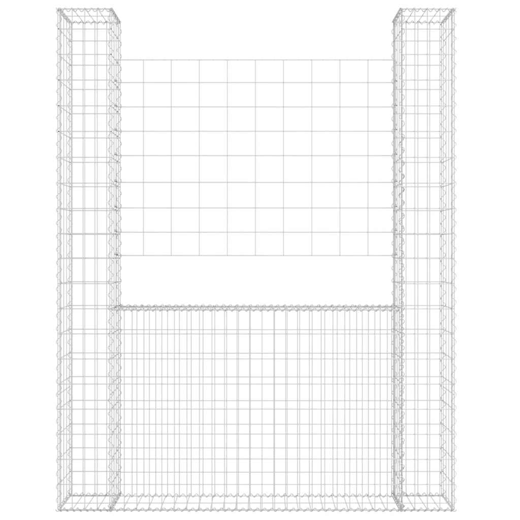 Gabbione a U con 2 Pali in Ferro 140x20x200 cm