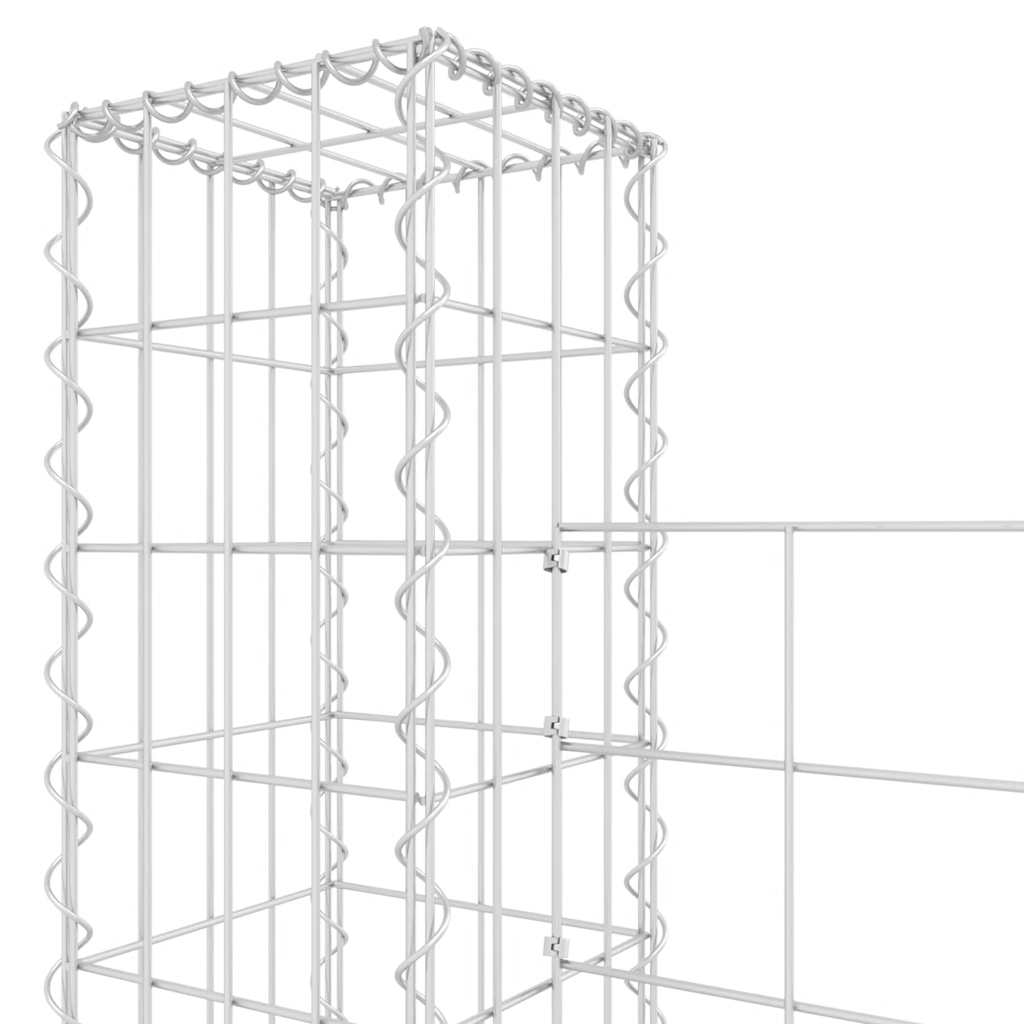 Gabbione a U con 2 Pali in Ferro 140x20x200 cm