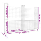 Gabbione a U con 3 Pali in Ferro 260x20x200 cm