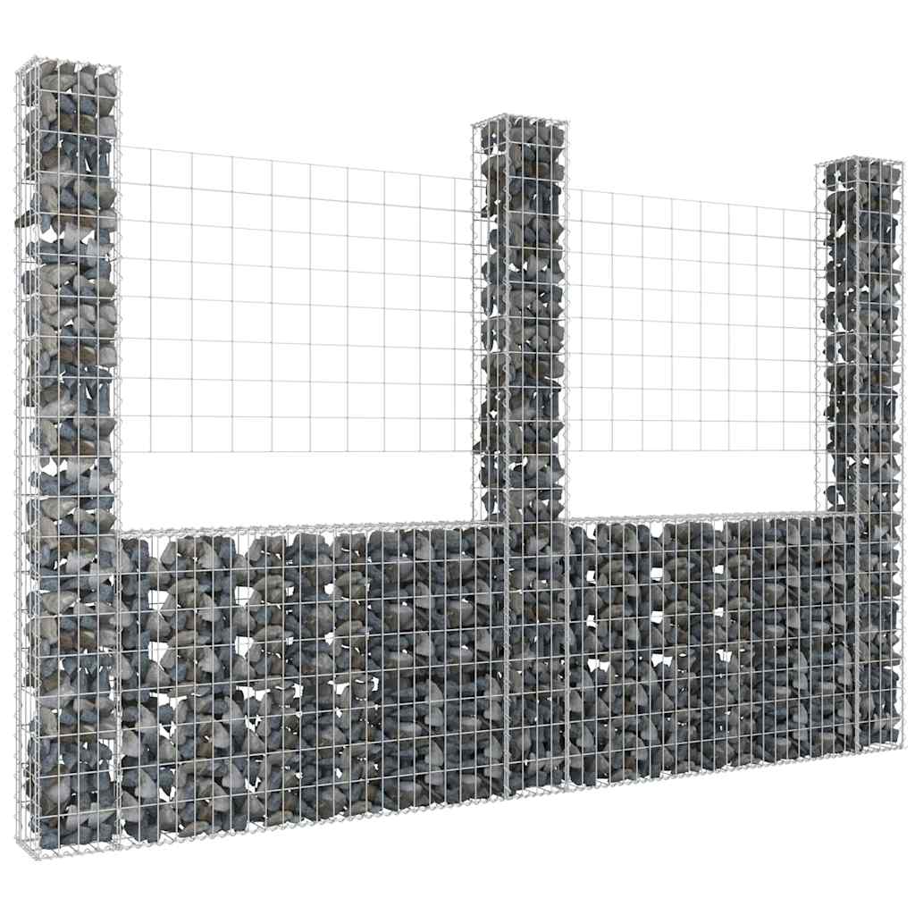 Gabbione a U con 3 Pali in Ferro 260x20x200 cm