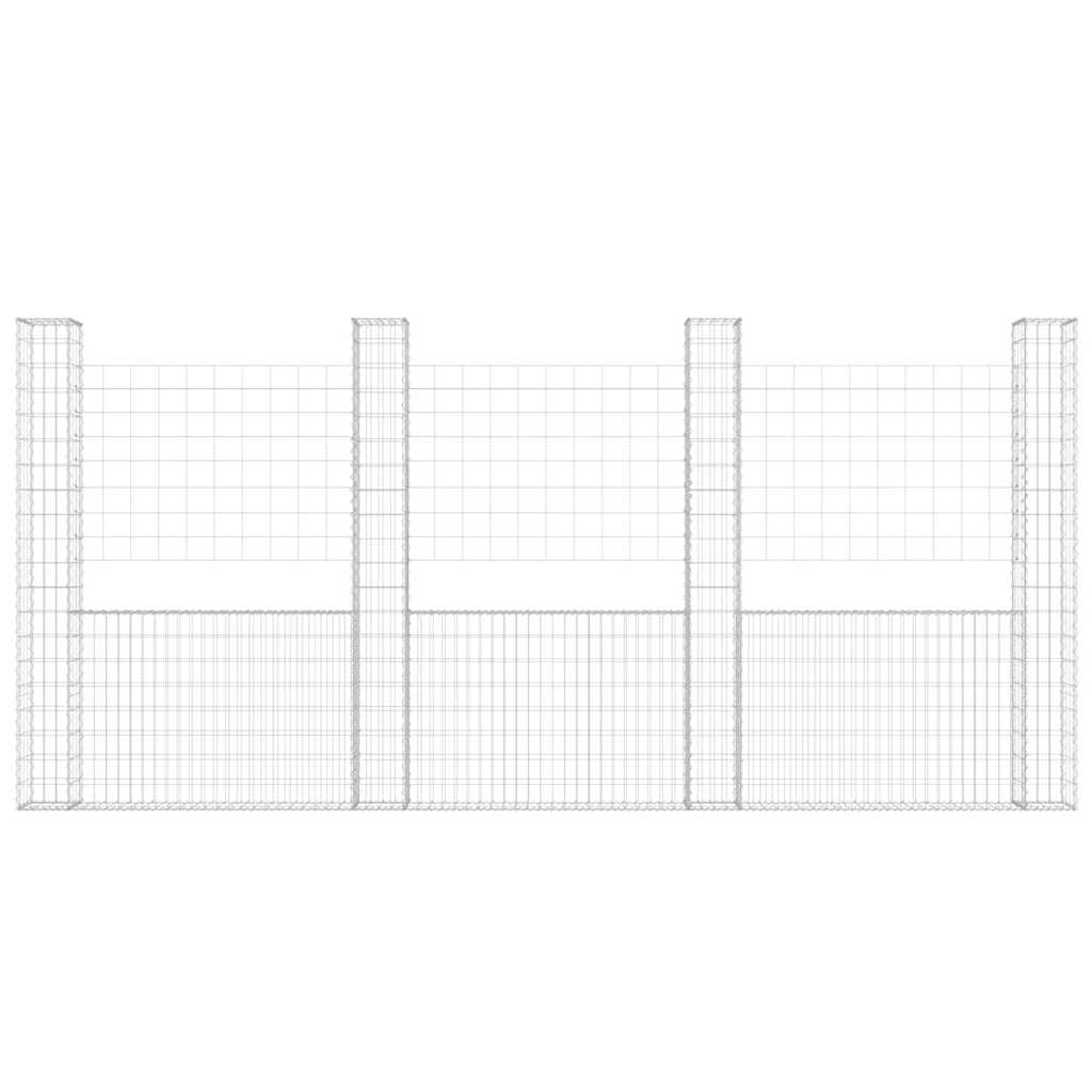 Gabbione a U con 4 Pali in Ferro 380x20x200 cm