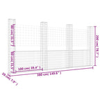 Gabbione a U con 4 Pali in Ferro 380x20x200 cm