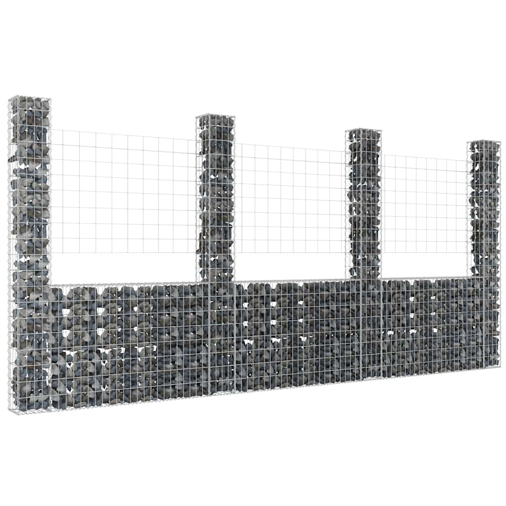 Gabbione a U con 4 Pali in Ferro 380x20x200 cm