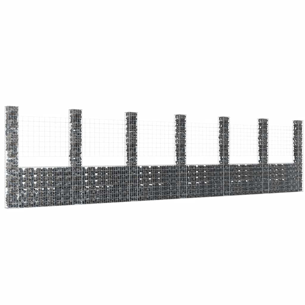 Gabbione a U in Ferro con 7 Pali 740x20x200 cm