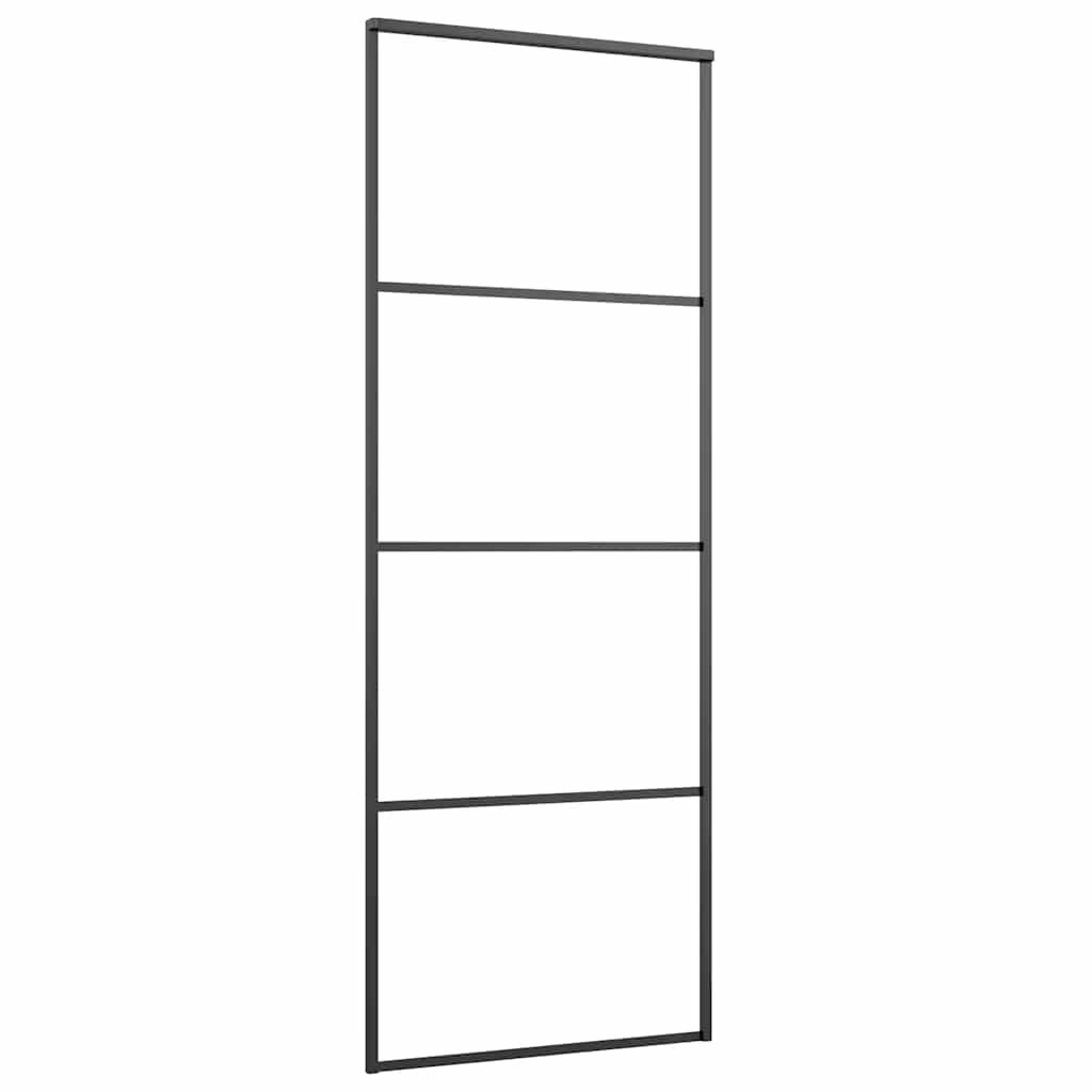 Porta Scorrevole Vetro Smerigliato ESG Alluminio 76x205 cm Nera