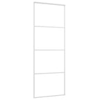 Porta Scorrevole in Vetro ESG e Alluminio 76x205 cm Bianca