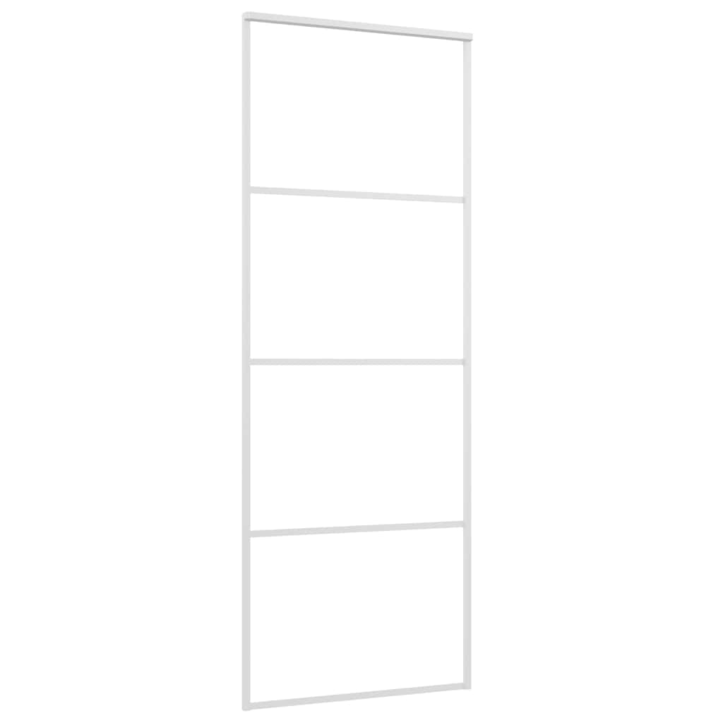 Porta Scorrevole in Vetro ESG e Alluminio 76x205 cm Bianca