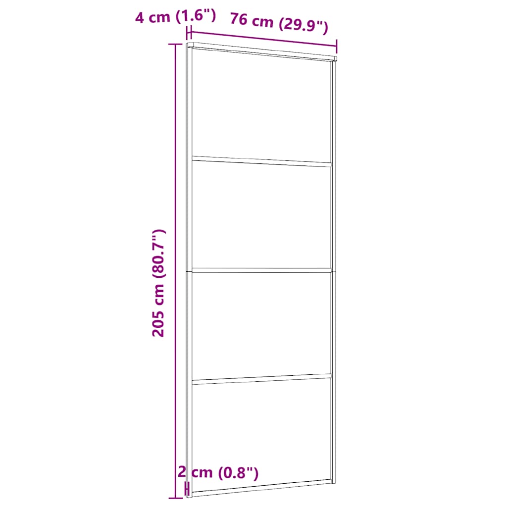 Porta Scorrevole in Vetro ESG e Alluminio 76x205 cm Bianca