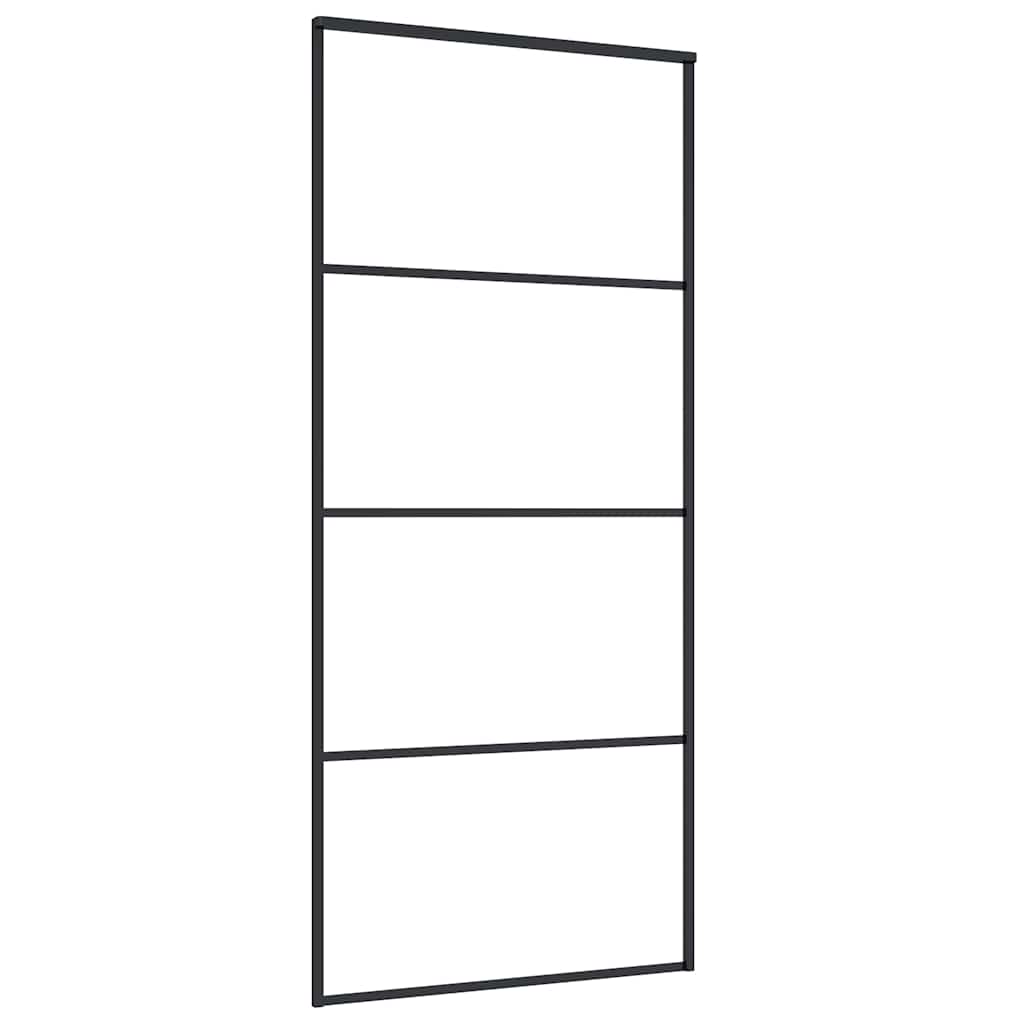 Porta Scorrevole Vetro Smerigliato ESG Alluminio 90x205 cm Nera
