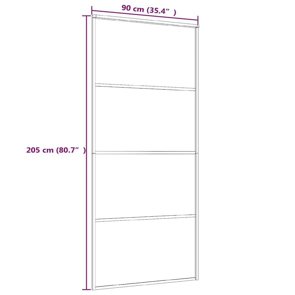 Porta Scorrevole Vetro Smerigliato ESG Alluminio 90x205 cm Nera