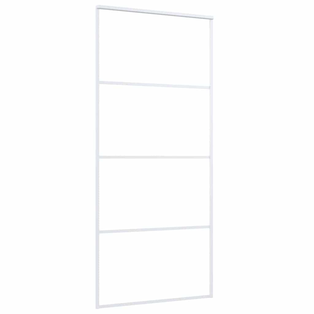 Porta Scorrevole in Vetro ESG e Alluminio 90x205cm Bianca