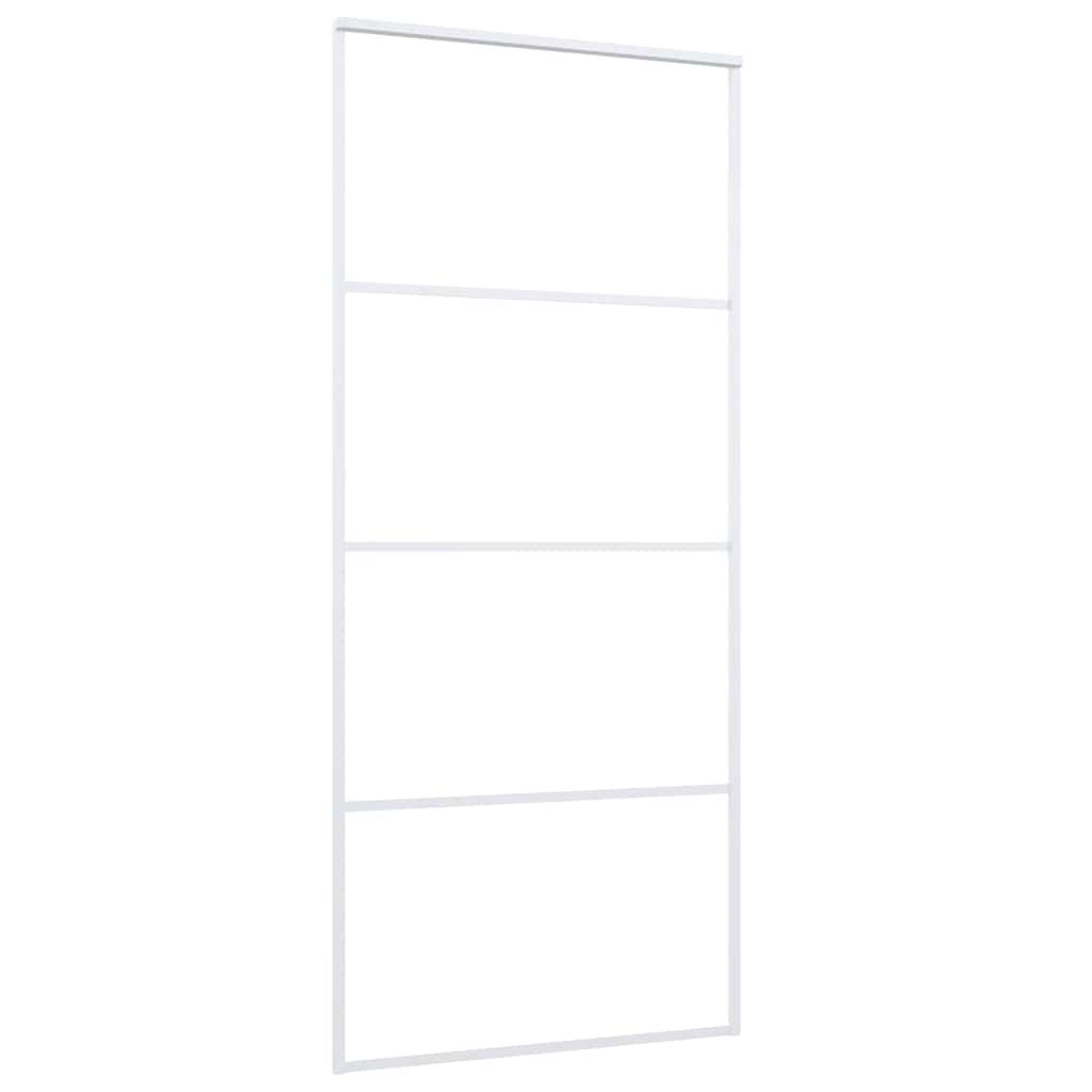 Porta Scorrevole in Vetro ESG e Alluminio 90x205 cm Bianca