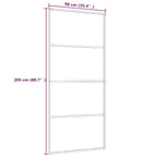 Porta Scorrevole in Vetro ESG e Alluminio 90x205 cm Bianca