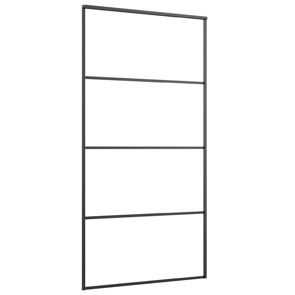 Porta Scorrevole in Vetro ESG e Alluminio 102,5x205 cm Nera