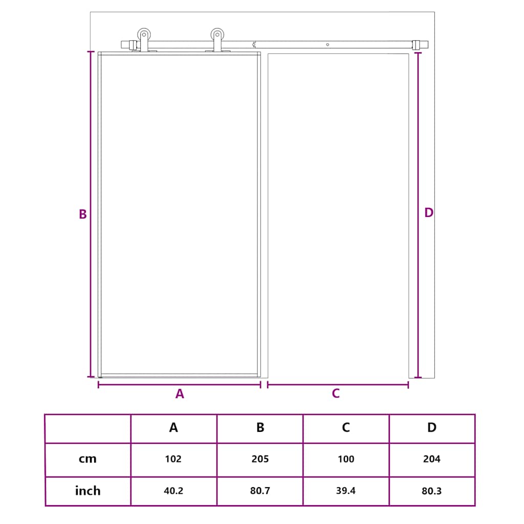Porta Scorrevole in Vetro ESG e Alluminio 102,5x205 cm Bianca
