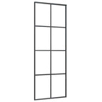 Porta Scorrevole Nera 76x205 cm in Vetro ESG e Alluminio