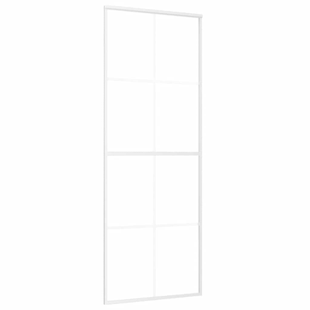 Porta Scorrevole in Vetro ESG e Alluminio 76x205 cm Bianca