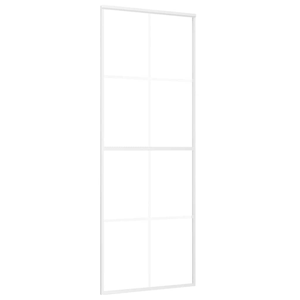 Porta Scorrevole in Vetro ESG e Alluminio 76x205 cm Bianca