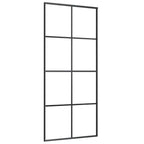 Porta Scorrevole Nera 90x205 cm in Vetro ESG e Alluminio
