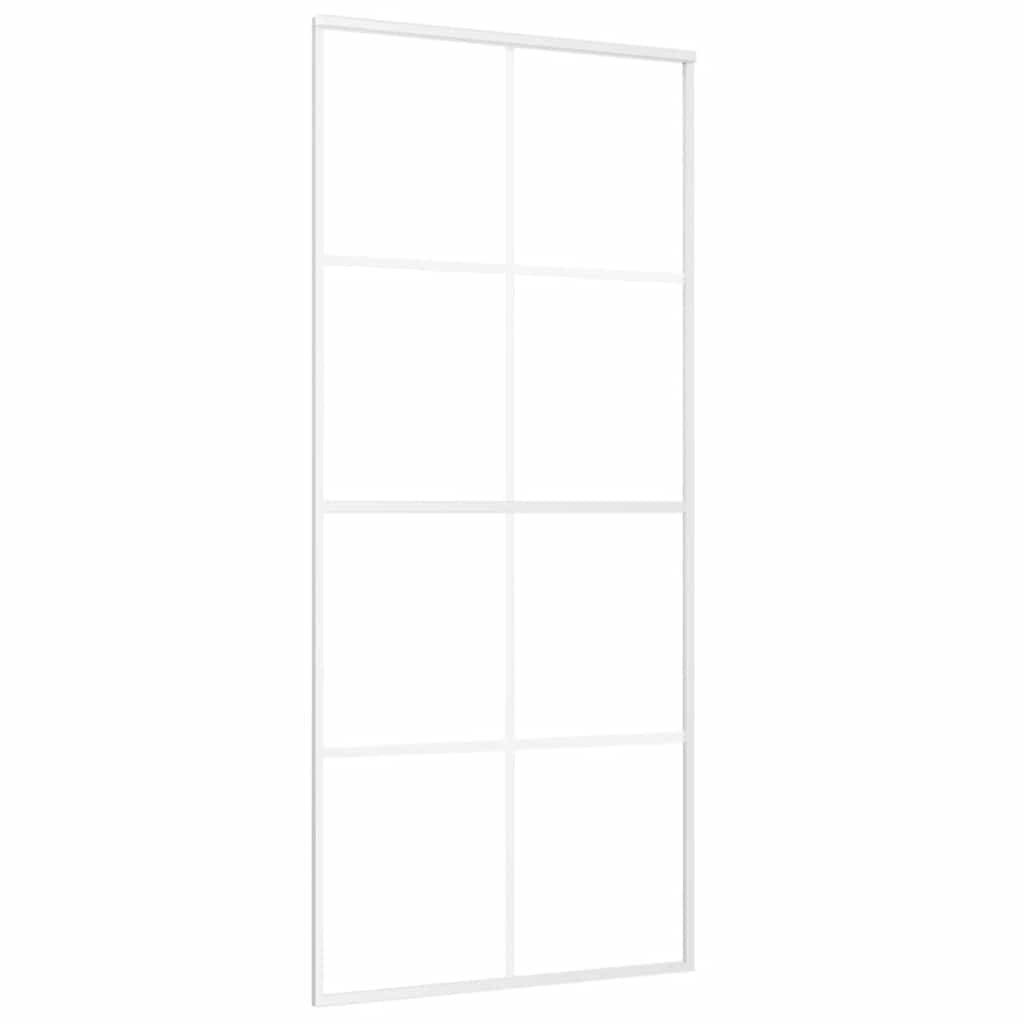 Porta Scorrevole in Vetro ESG e Alluminio 90x205 cm Bianca