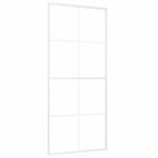 Porta Scorrevole in Vetro ESG e Alluminio 90x205 cm Bianca
