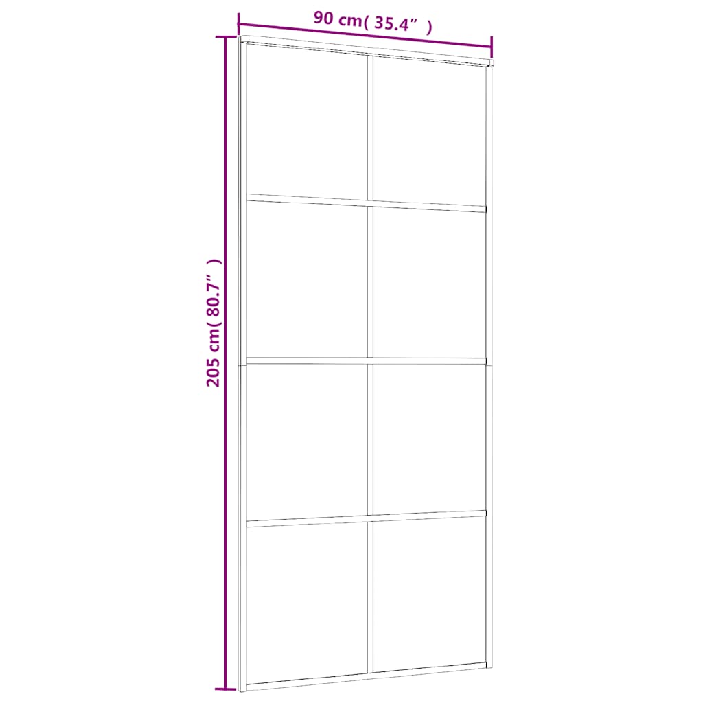 Porta Scorrevole in Vetro ESG e Alluminio 90x205 cm Bianca