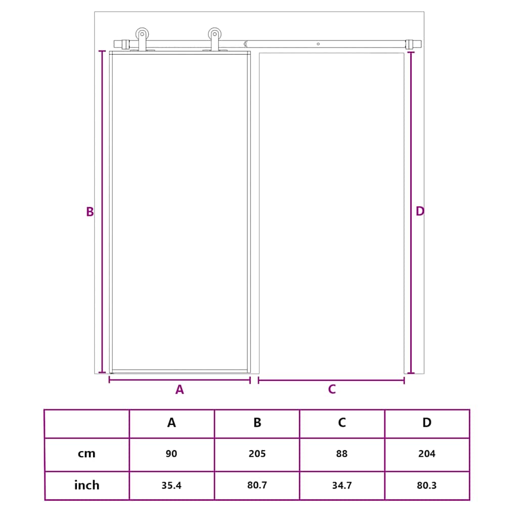 Porta Scorrevole in Vetro ESG e Alluminio 90x205 cm Bianca