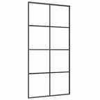 Porta Scorrevole Nera 102,5x205 cm in Vetro ESG e Alluminio