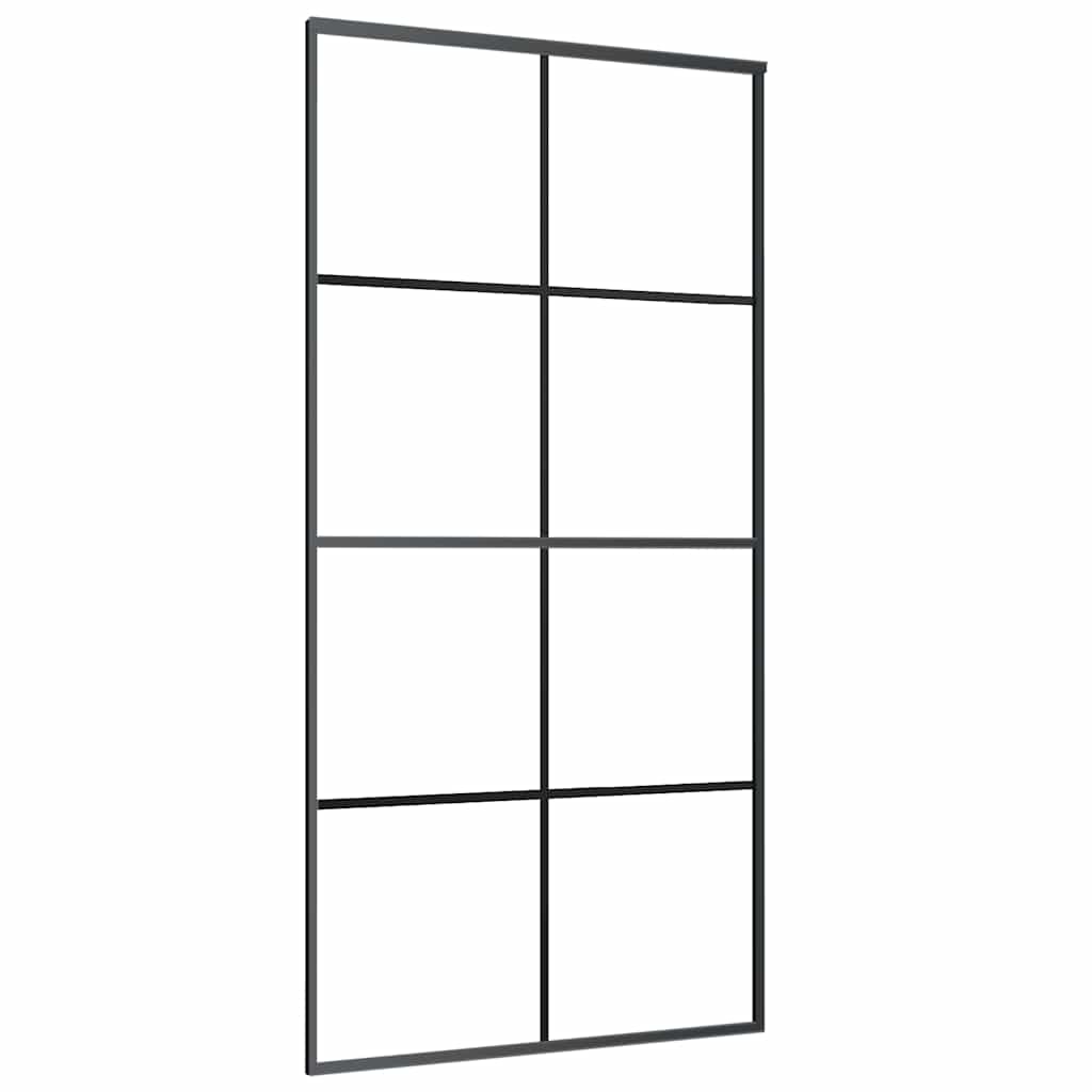 Porta Scorrevole Nera 102,5x205 cm in Vetro ESG e Alluminio