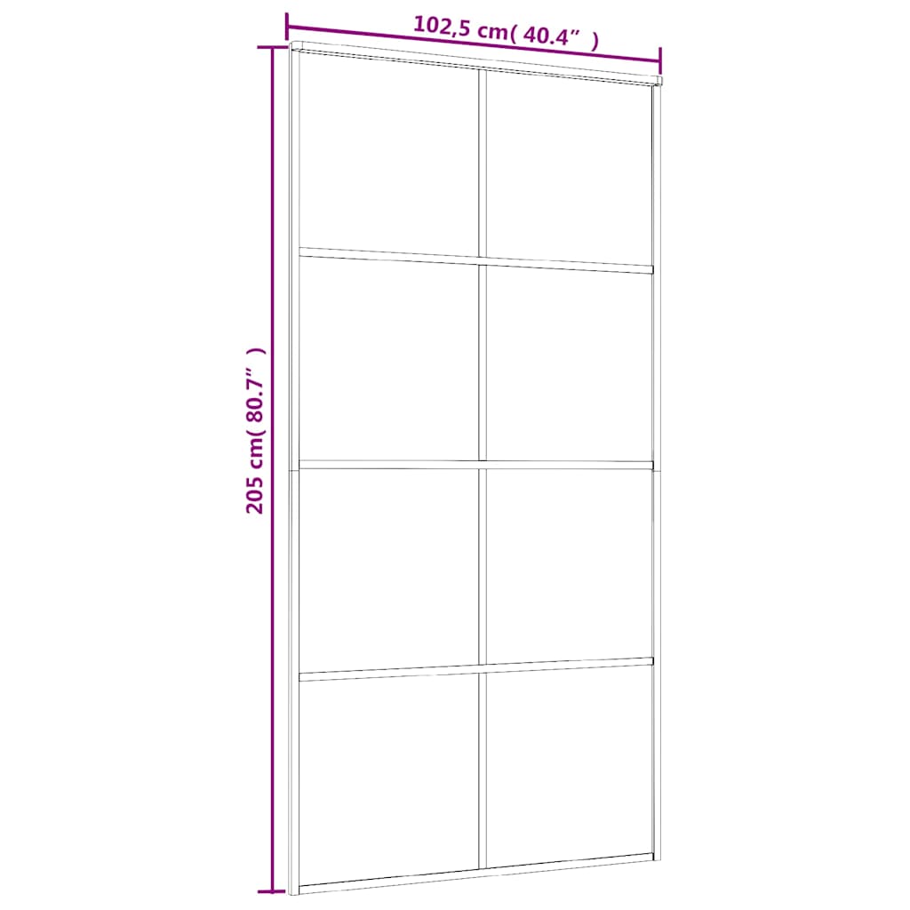 Porta Scorrevole Nera 102,5x205 cm in Vetro ESG e Alluminio