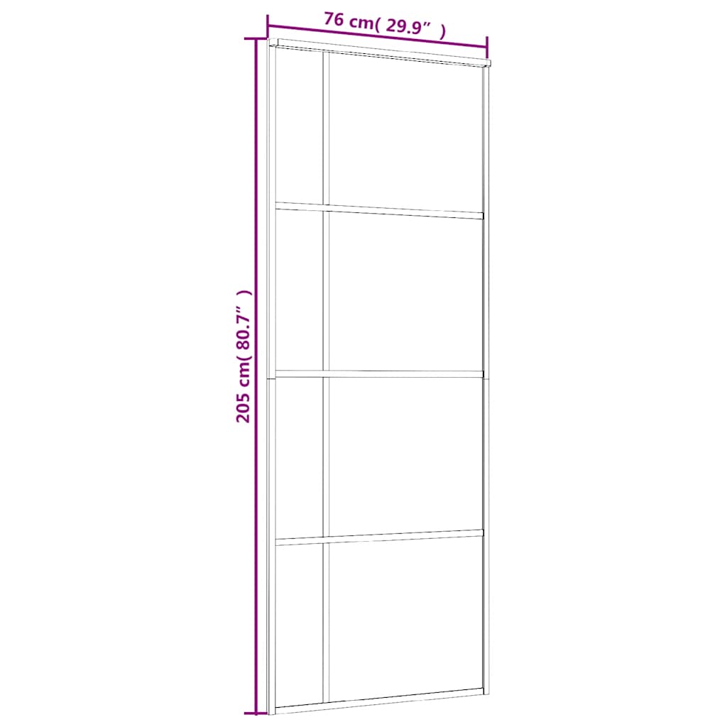 Porta Scorrevole in Vetro ESG e Alluminio 76x205 cm Nera