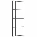 Porta Scorrevole Smerigliato ESG Vetro Alluminio 76x205 cm Nera