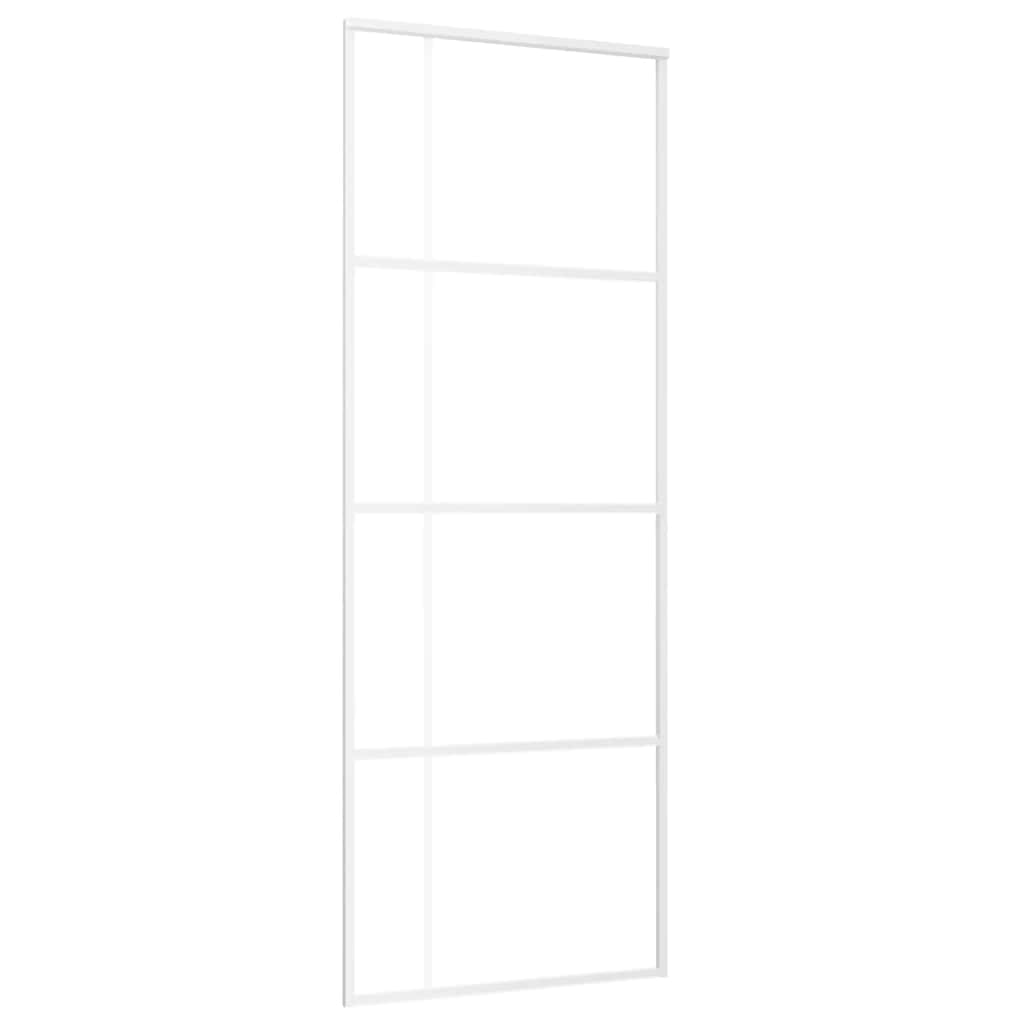 Porta Scorrevole in Vetro ESG e Alluminio 76x205 cm Bianca