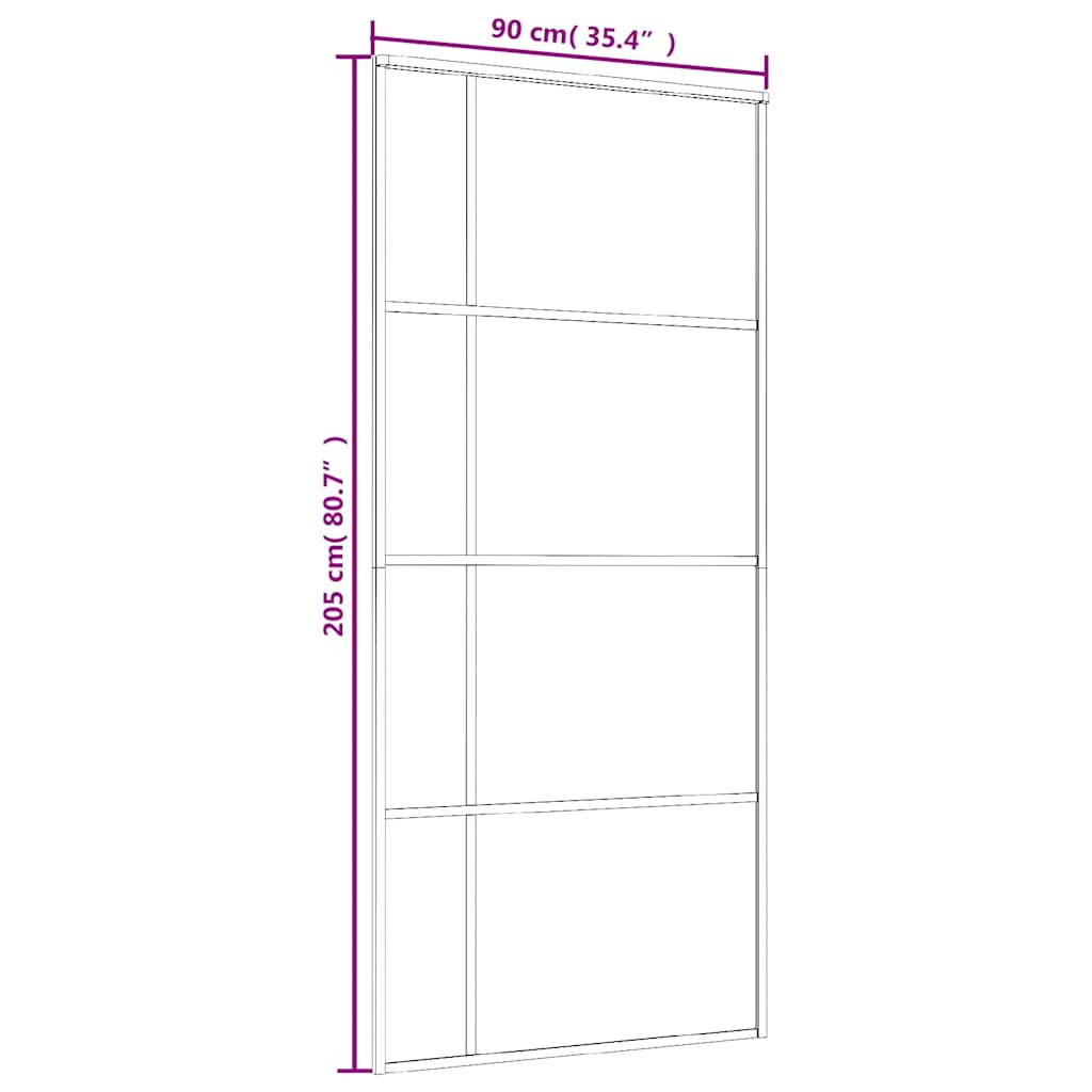 Porta Scorrevole Vetro Smerigliato ESG Alluminio 90x205 cm Nera