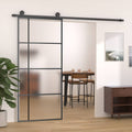 Porta Scorrevole Vetro Smerigliato ESG Alluminio 90x205 cm Nera