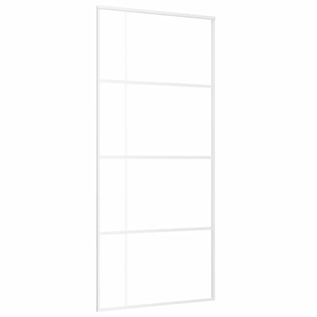 Porta Scorrevole in Vetro ESG e Alluminio 90x205 cm Bianca