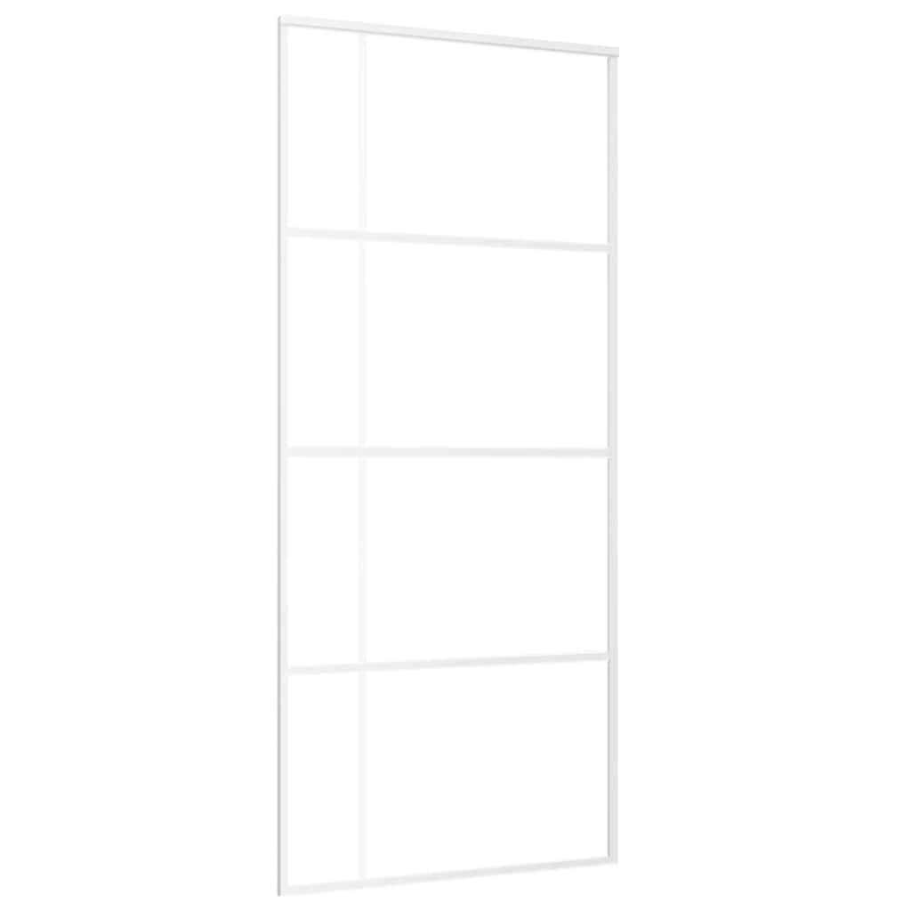 Porta Scorrevole in Vetro ESG e Alluminio 90x205 cm Bianca