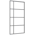 Porta Scorrevole in Vetro ESG e Alluminio 102,5x205 cm Nera