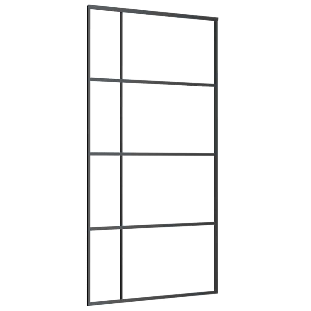 Porta Scorrevole in Vetro ESG e Alluminio 102,5x205 cm Nera