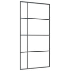 Porta Scorrevole in Vetro ESG e Alluminio 102,5x205 cm Nera