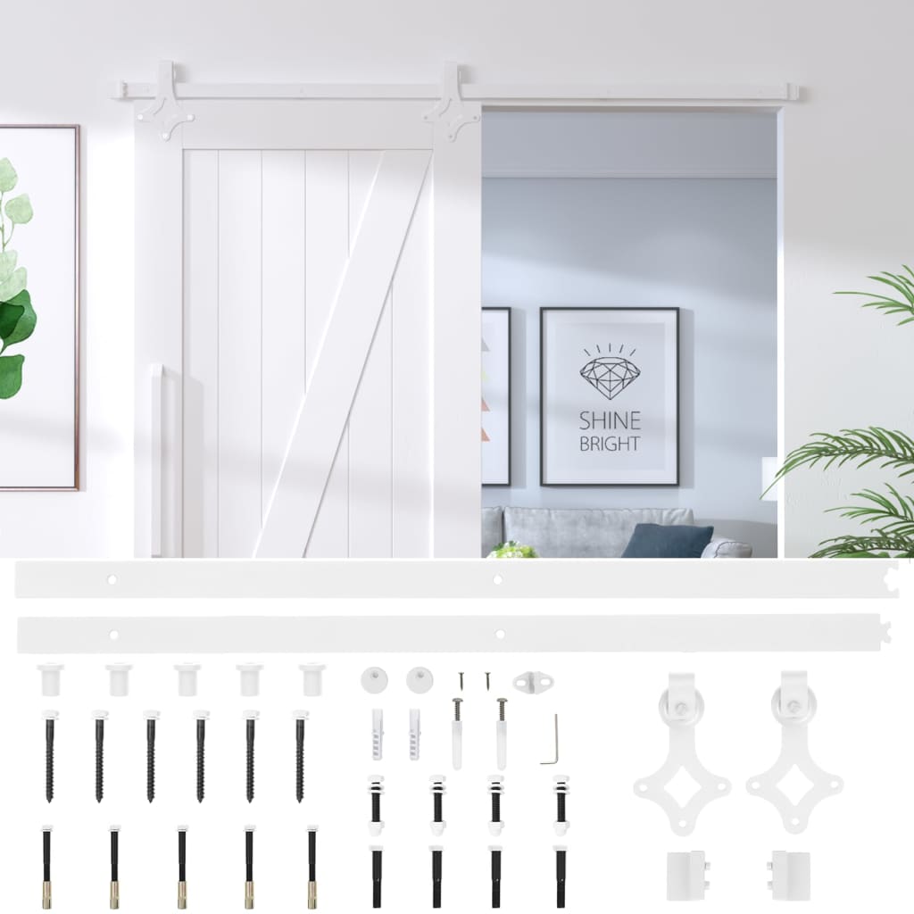 Kit Accessori per Porta Scorrevole 183 cm Acciaio Bianco