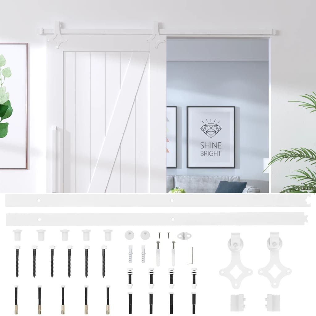Kit Accessori per Porta Scorrevole 200 cm Acciaio Bianco