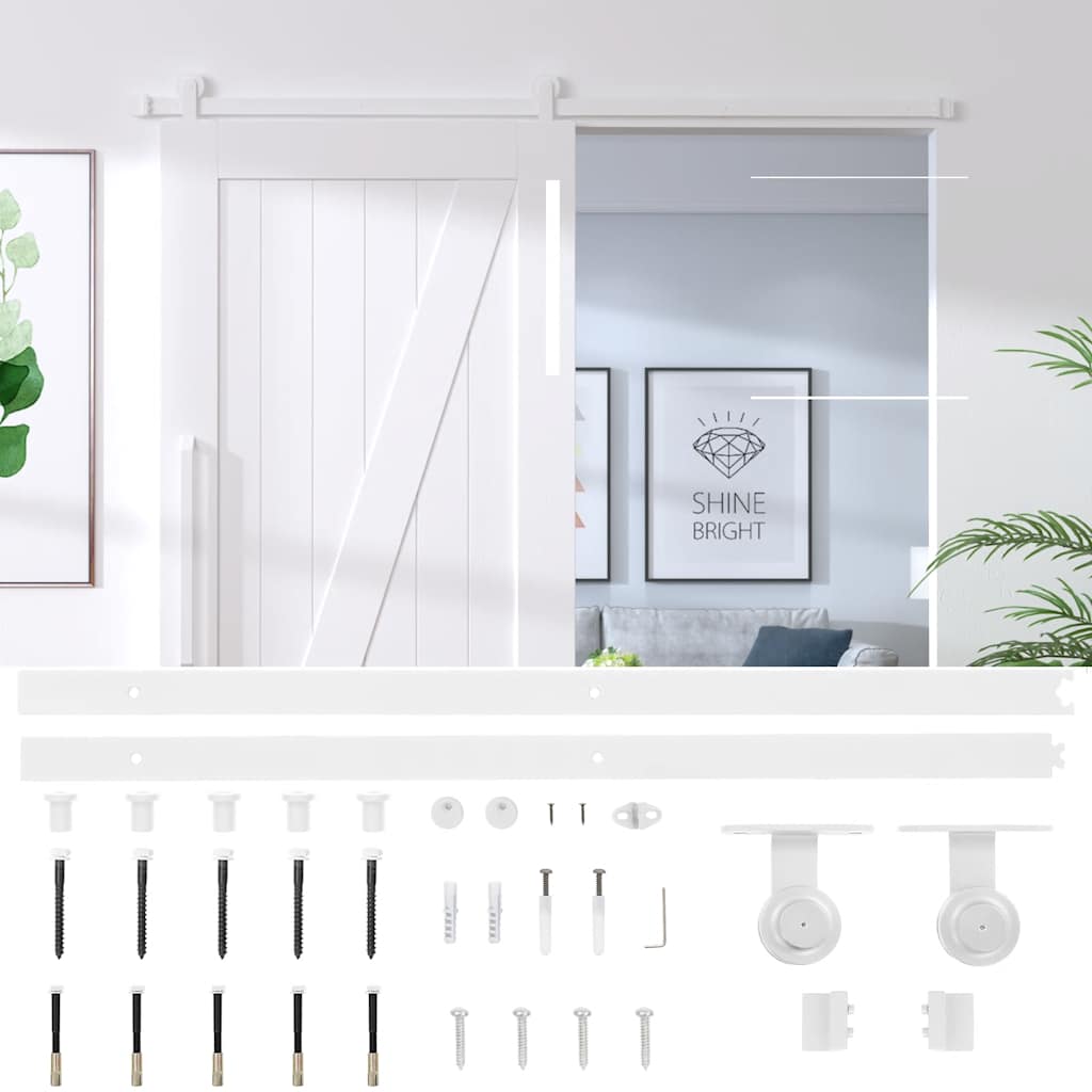 Kit Accessori per Porta Scorrevole 183 cm Acciaio Bianco