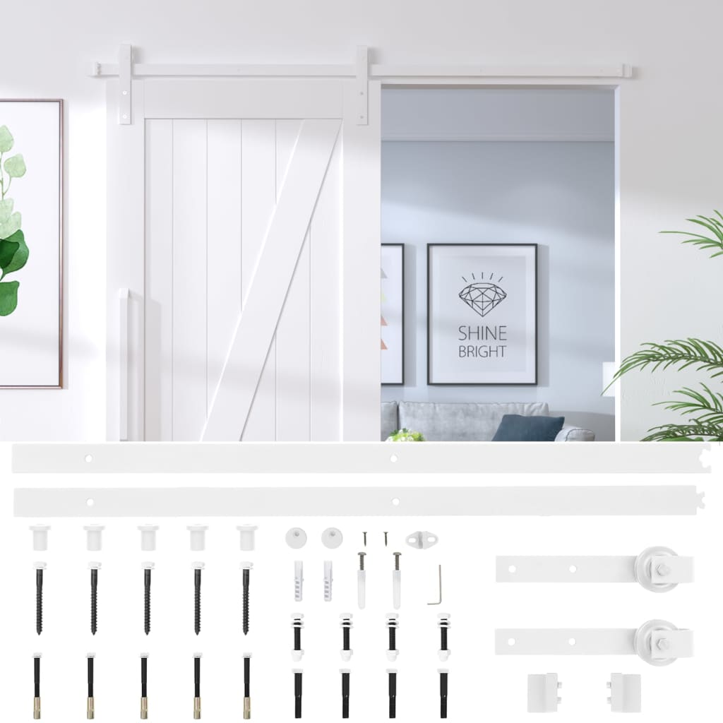 Kit Accessori per Porta Scorrevole 200 cm Acciaio Bianco