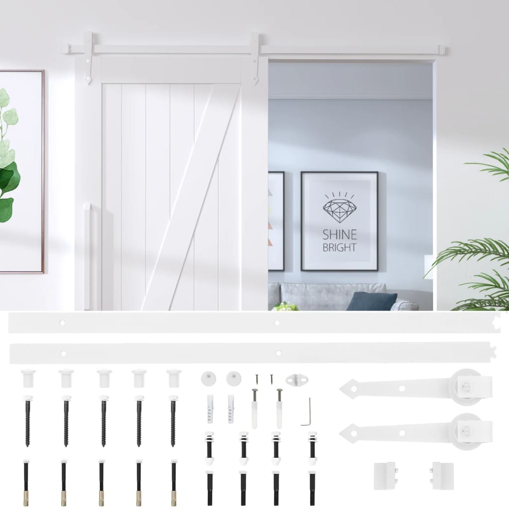 Kit Accessori per Porta Scorrevole 183 cm Acciaio Bianco